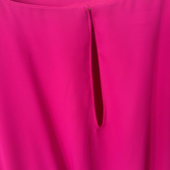 Amanda Uprichard Sateen Smocked Waist Square Neck Ruched Leg Jumpsuit Hot Pink M - Picture 9 of 9